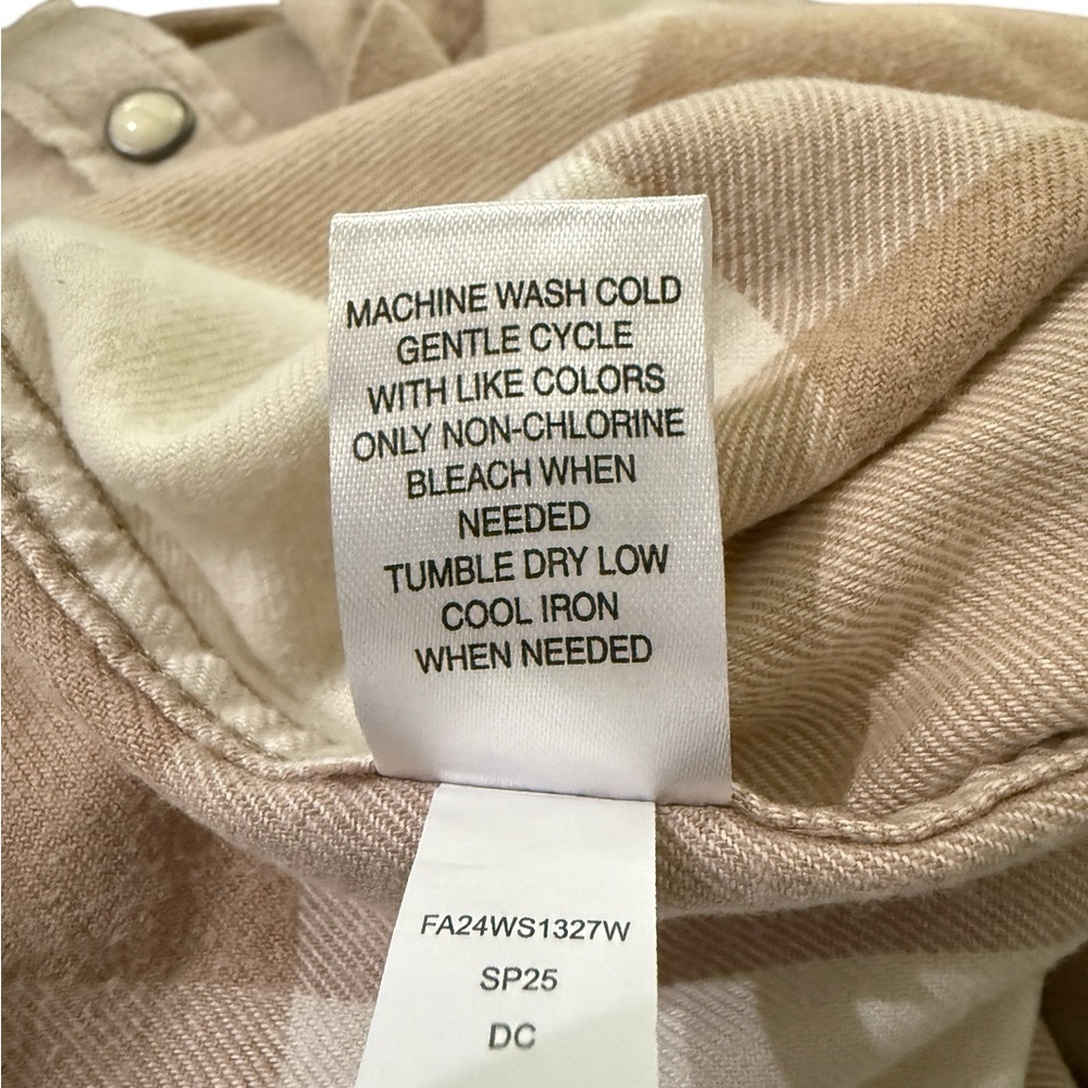 Flag & Anthem Women’s Flannel Snap Shirt · Size Large · Tan & Cream Plaid - Picture 6 of 6